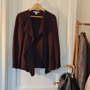 Ellen Tracy asymmetrical, open-front, knit jacket